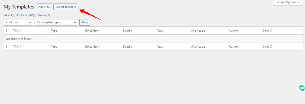 import bricks builder templates